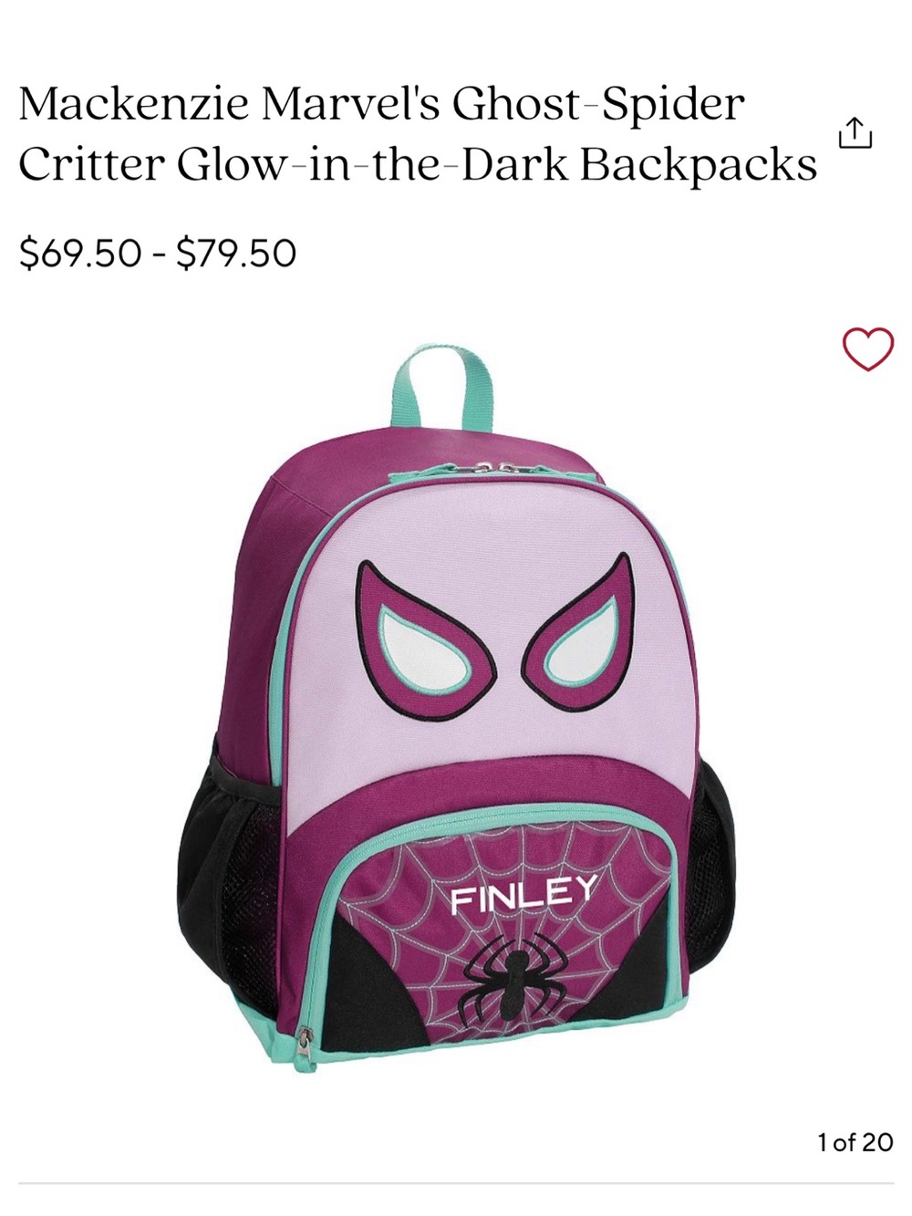 Pottery Barn Kids Ghost Spider Backpack